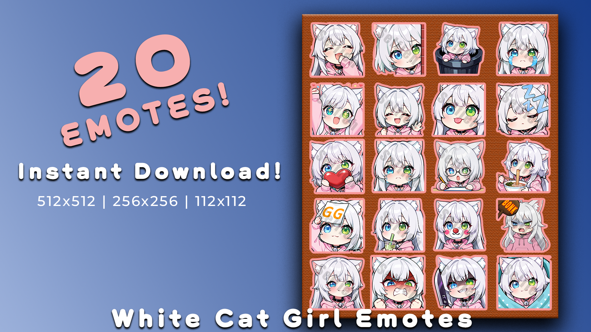 White Cat Girl Emotes